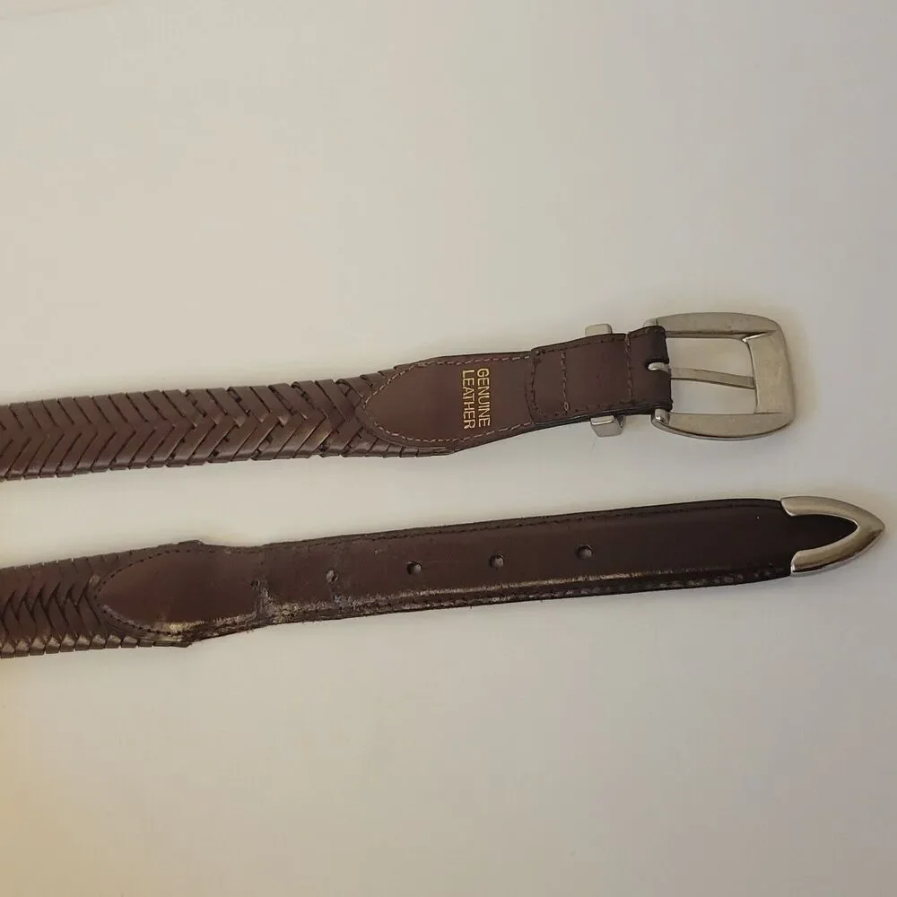 Classic Unisex Belt Genuine Leather Double Braided Brown Color